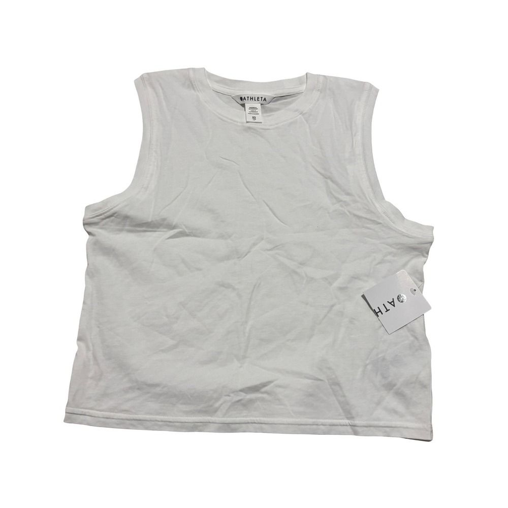 NWT Athleta True Cotton Crop Tank Top Shirt White Size XS 17 x 18
